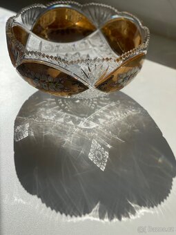 Bohemia Crystal velká broušená mísa zlacená,smalt - 11