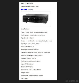 SONY TC-K750ES Cassette Deck/Dolby B-C HXpro/3HEAD - 11