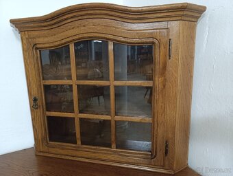 Rustikální příborník / rohová komoda + vitrína, masív - 11