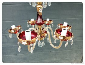 Nádherný 6ti ramenný zdobený lustr - borské sklo - 11