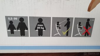 Dřevěná rostoucí židle, pult, popruhy, polstrování - 11