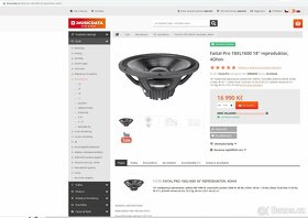 Basové reproboxy 18" Faital Pro 18XL1600, 4ohm, 4x 3200W - 11