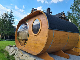 Venkovní finská oválná sauna s panoramatickým oknem - 11