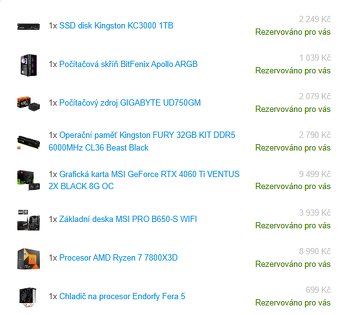 Herní PC, RTX 4060ti 8GB, Ryzen 7 7800X3D, 32gb RAM, Win 11 - 11