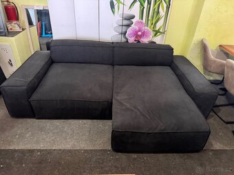 NOVÁ černá Sedací souprava Sirpio 270cm s taburetem - 11