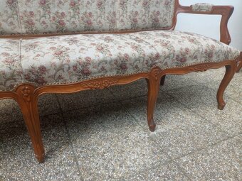 Sedací souprava, sofa, 2 křesla, stolek, baroko - 11