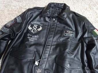 NOVÁ letecká kožená bunda s nášivkami - XXL - 11