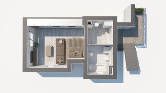 Moderní byt 1+kk s balkonem a zahradou, lokalita České Buděj - 11