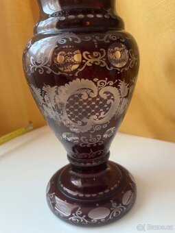 Rubínová stará váza Egermann - 11