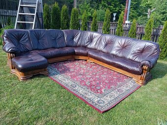 XXL Rustikální kožená rohová sedací souprava . - 11