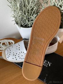 Nové bílé kožené nazouvací polobotky loafers Ralph Lauren 40 - 11