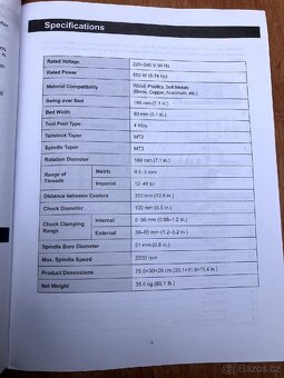 Soustruh na kov 550W, 230V, 350mm - 11