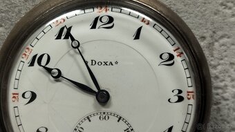 STŘÍBRNÉ kapesní hodinky DOXA, funkční, medaile - 11
