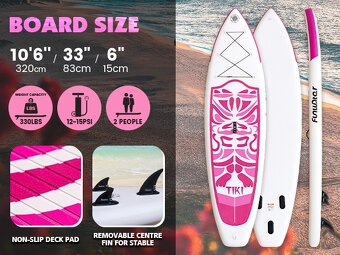 Paddleboard TIKI Pink 🩷, surfboard 320x84x15, 150 kg - 11