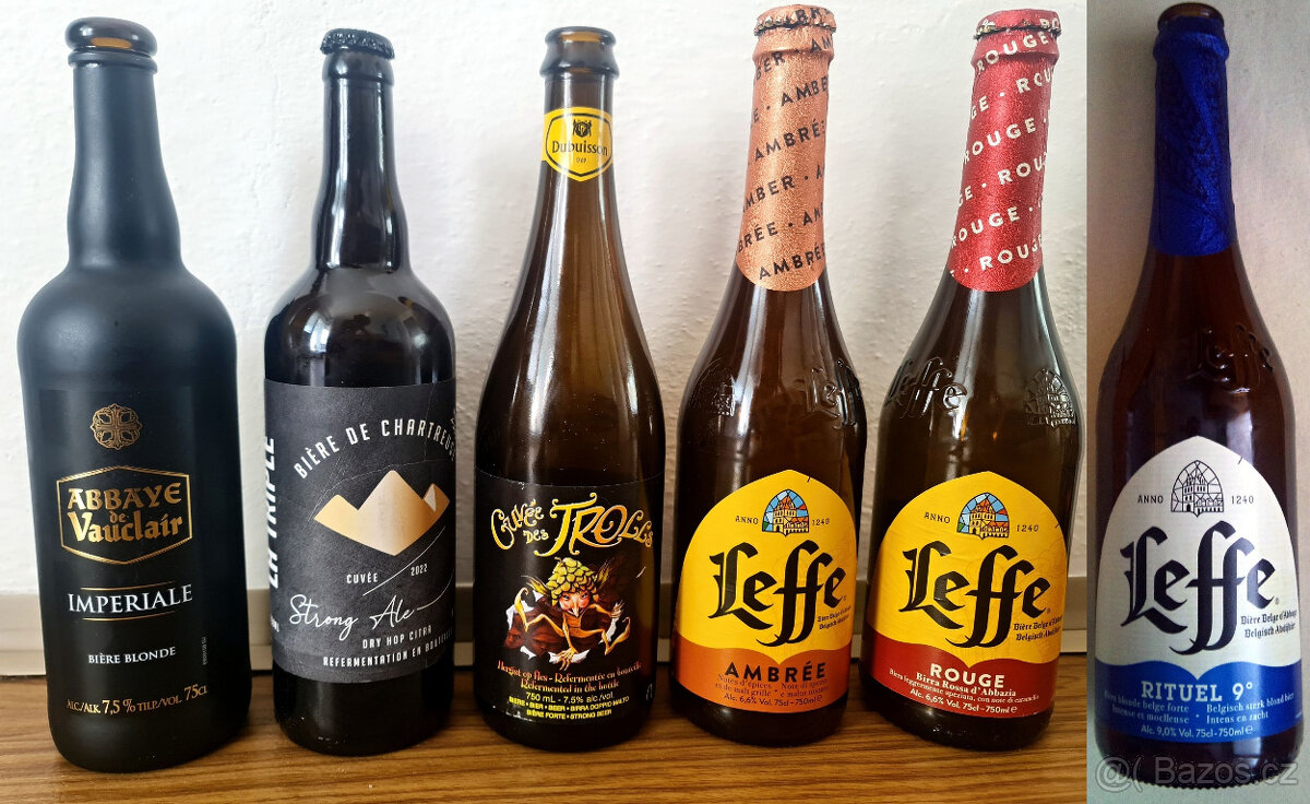 Sběratelské pivní lahve + plechovky: UK,DE,IT,HR,B,DK,GR,USA - 12