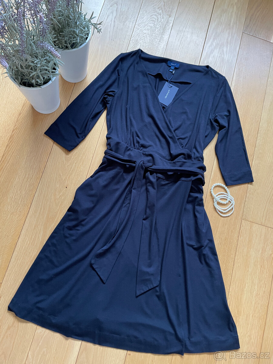 Zavinovací tmavě modré šaty Gant, vel. L - 12