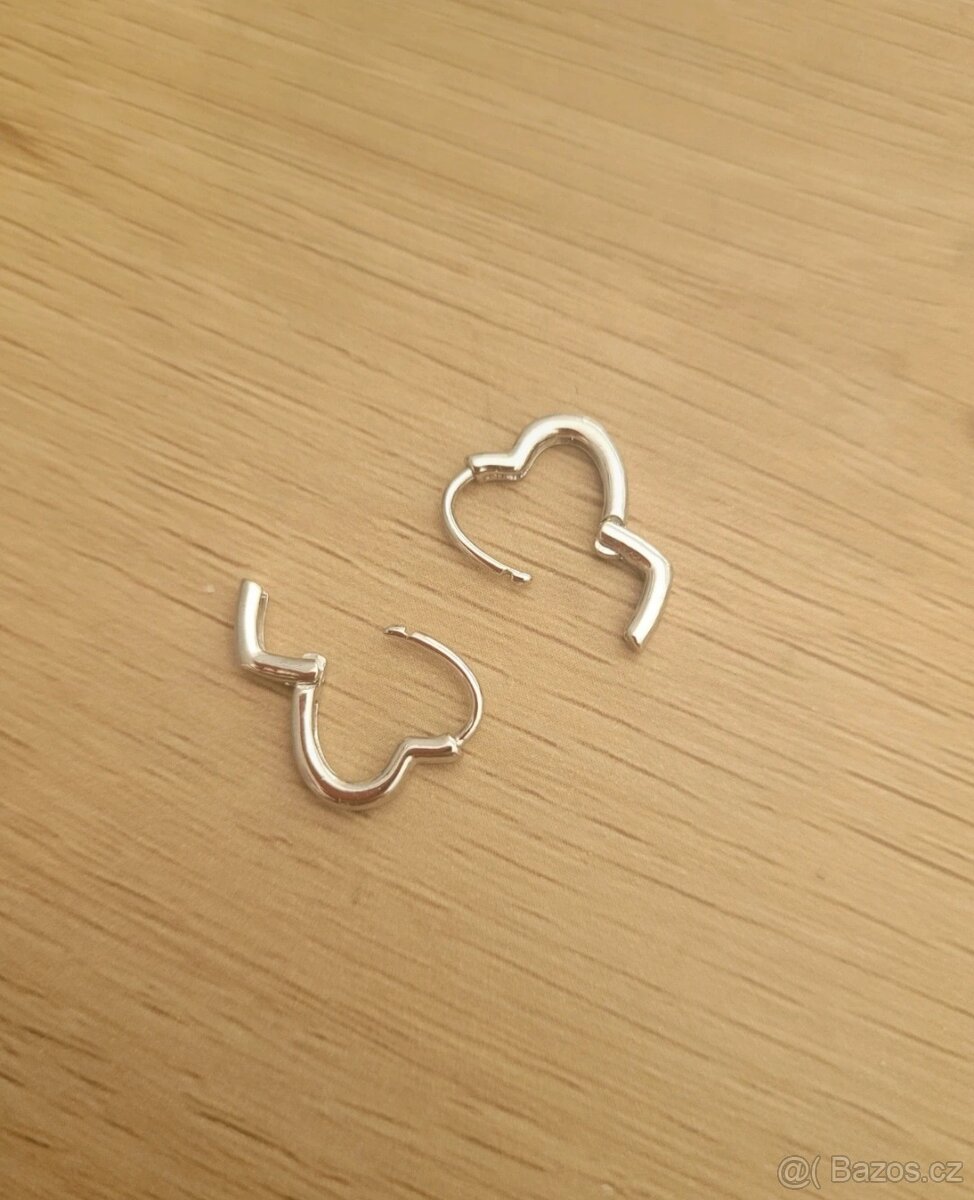 Nové dámské stříbrné náušnice 925 srdce srdíčka ocel - 12