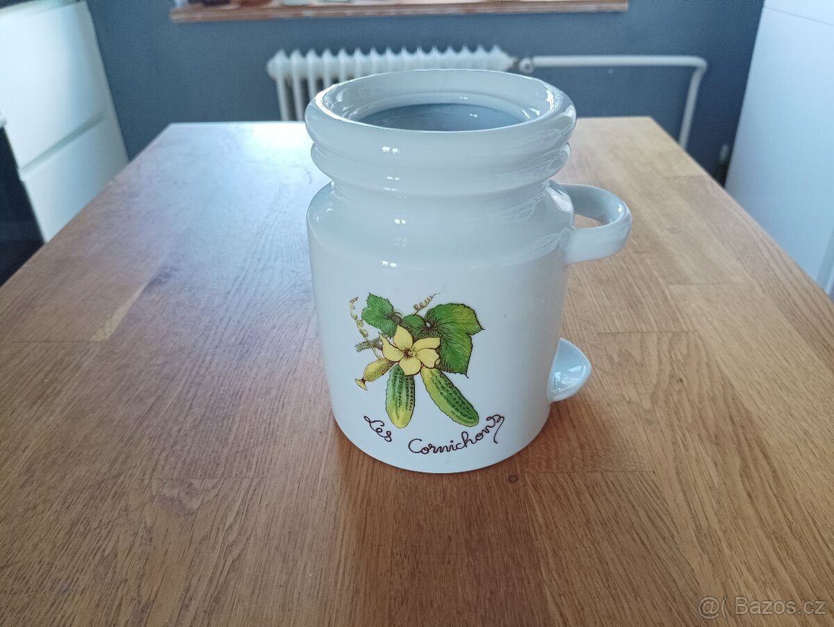 VINTAGE PORCELÁNOVÁ DÓZA NA OKURKY SOLOGNOTE FRANCIE - 12