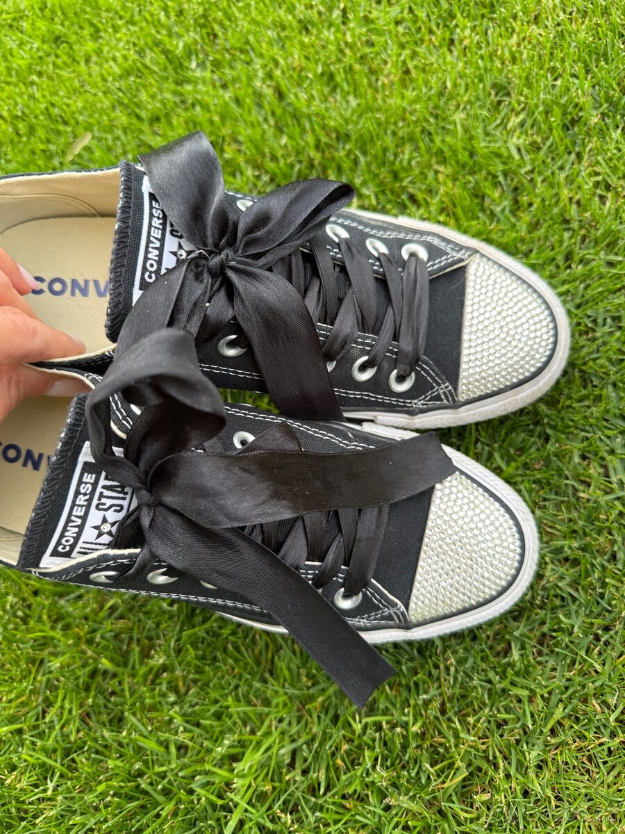 Luxusní, černé tenisky Converse s kamínky Swarovski - 12