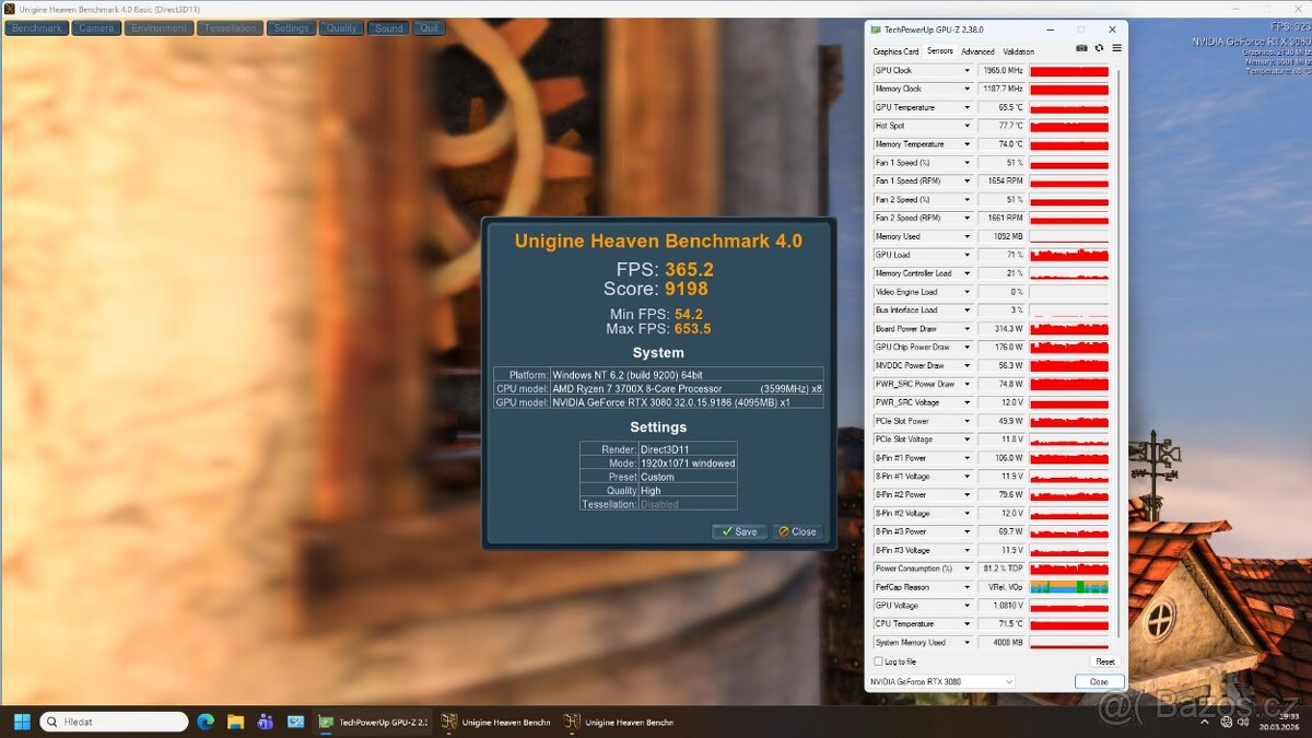 herní PC - Ryzen 7 3700x + RTX 3080 +16 GB RAM+M.2 SSD - 12