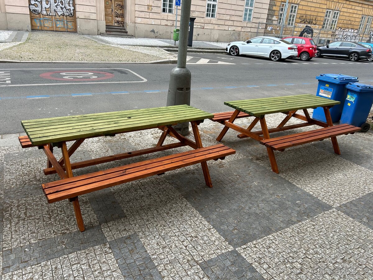 Zahradní posezení , pivní set , lavice , masiv ,stohovatelný - 12