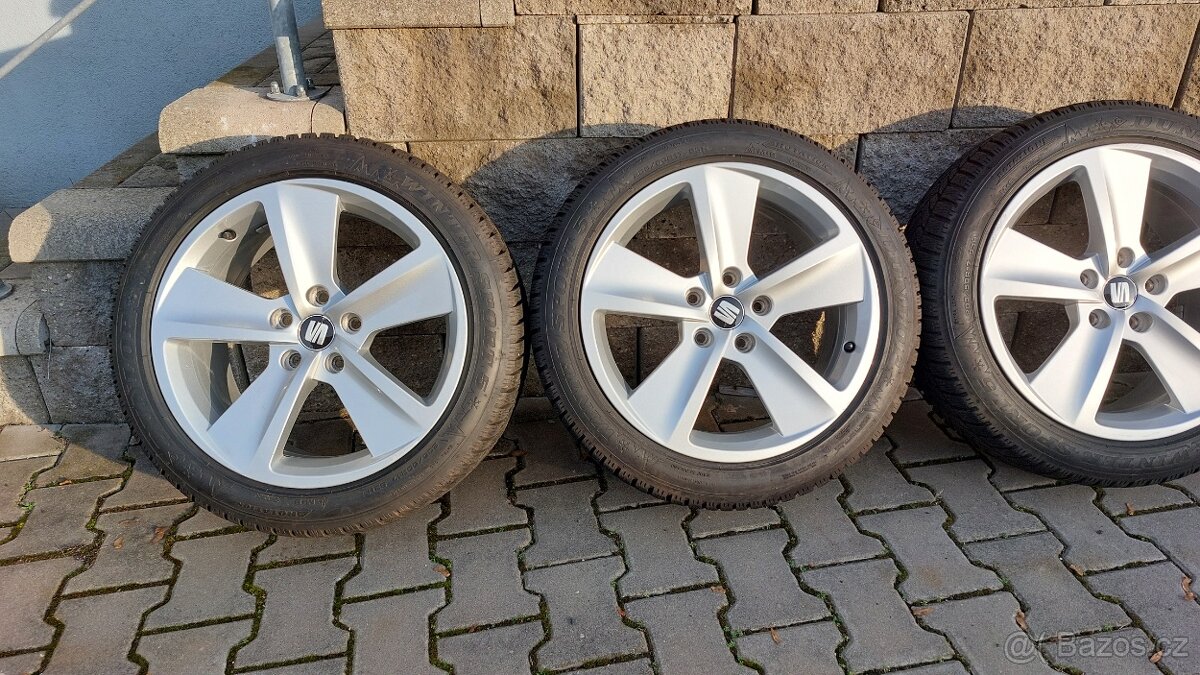Alu kola 5x112 r17 Seat FR originá Cupra zimní pneu - 12