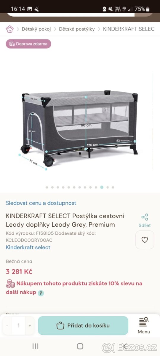 Dětská postýlka+matrace, cestovní postýlka+m, plyš. housenka - 12