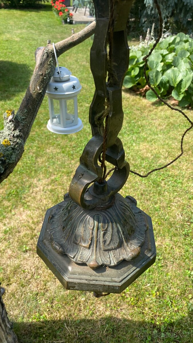 Hodně starý závěsný lustr nebo svítidlo - 12