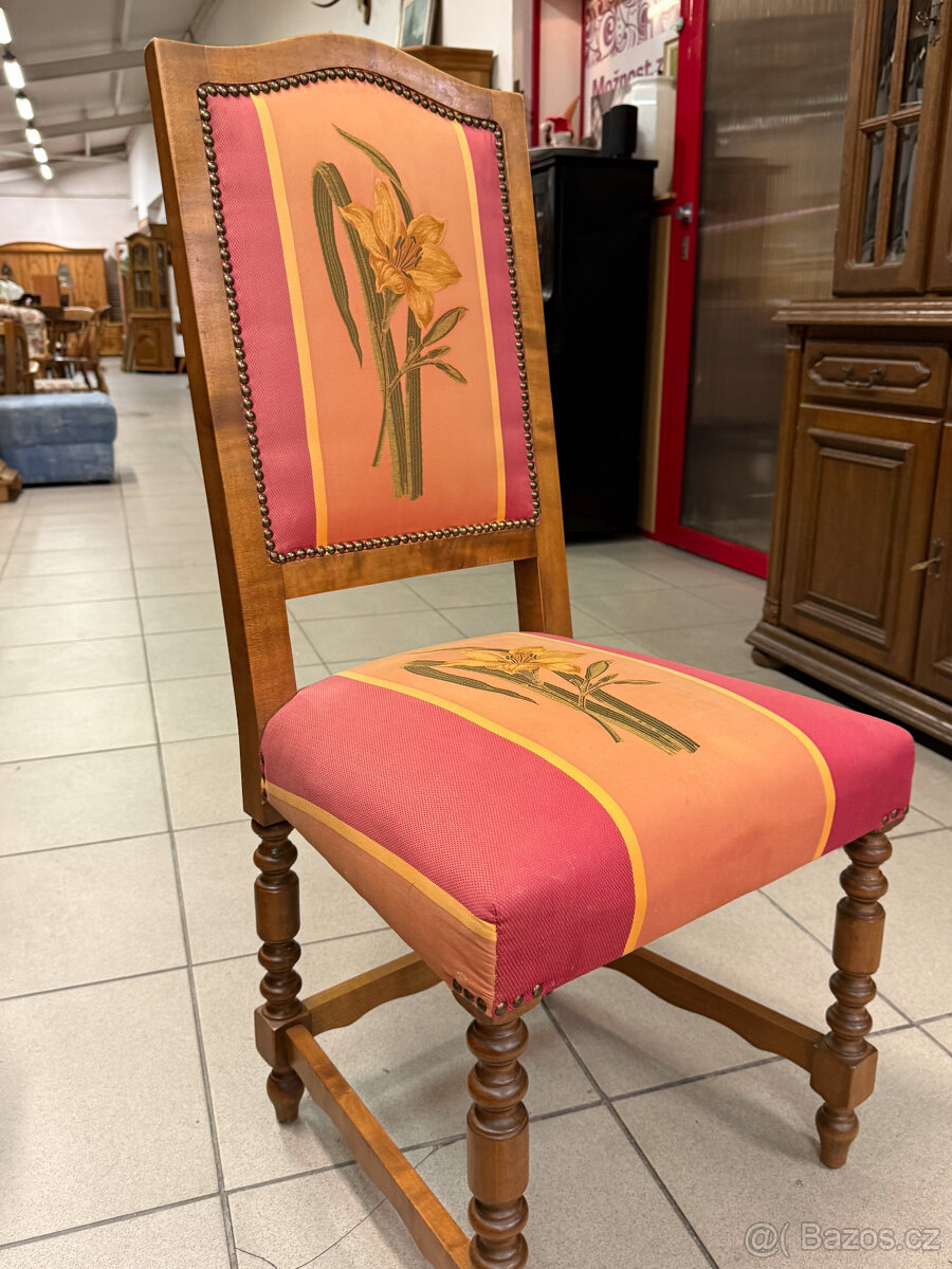 6 x zdobená zámecká kvalitní dubová židle - 12