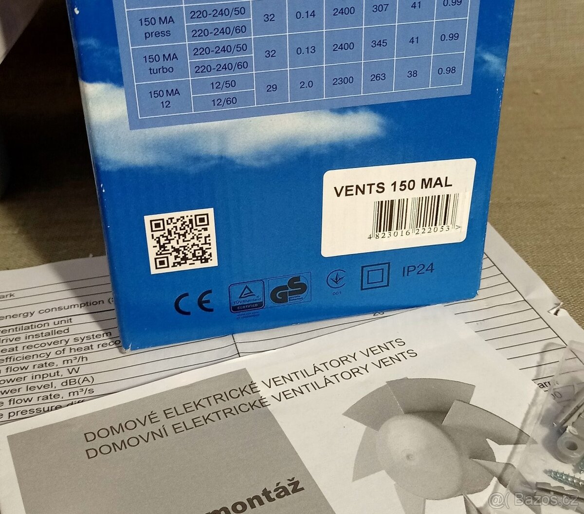 Ventilator axiální ⌀ 150 mm se žaluzií VENTS 150 MAL - 12