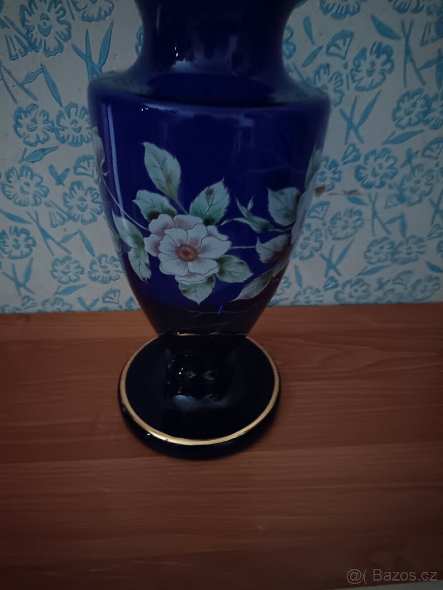 Prodám velkou modrou skleněnou vázu - 12