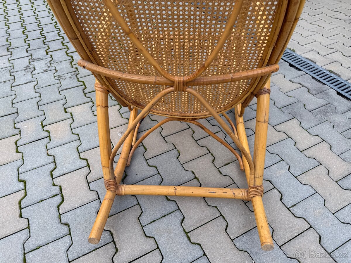 Luxusní, retro, přírodní ratanové houpací křeslo - 12