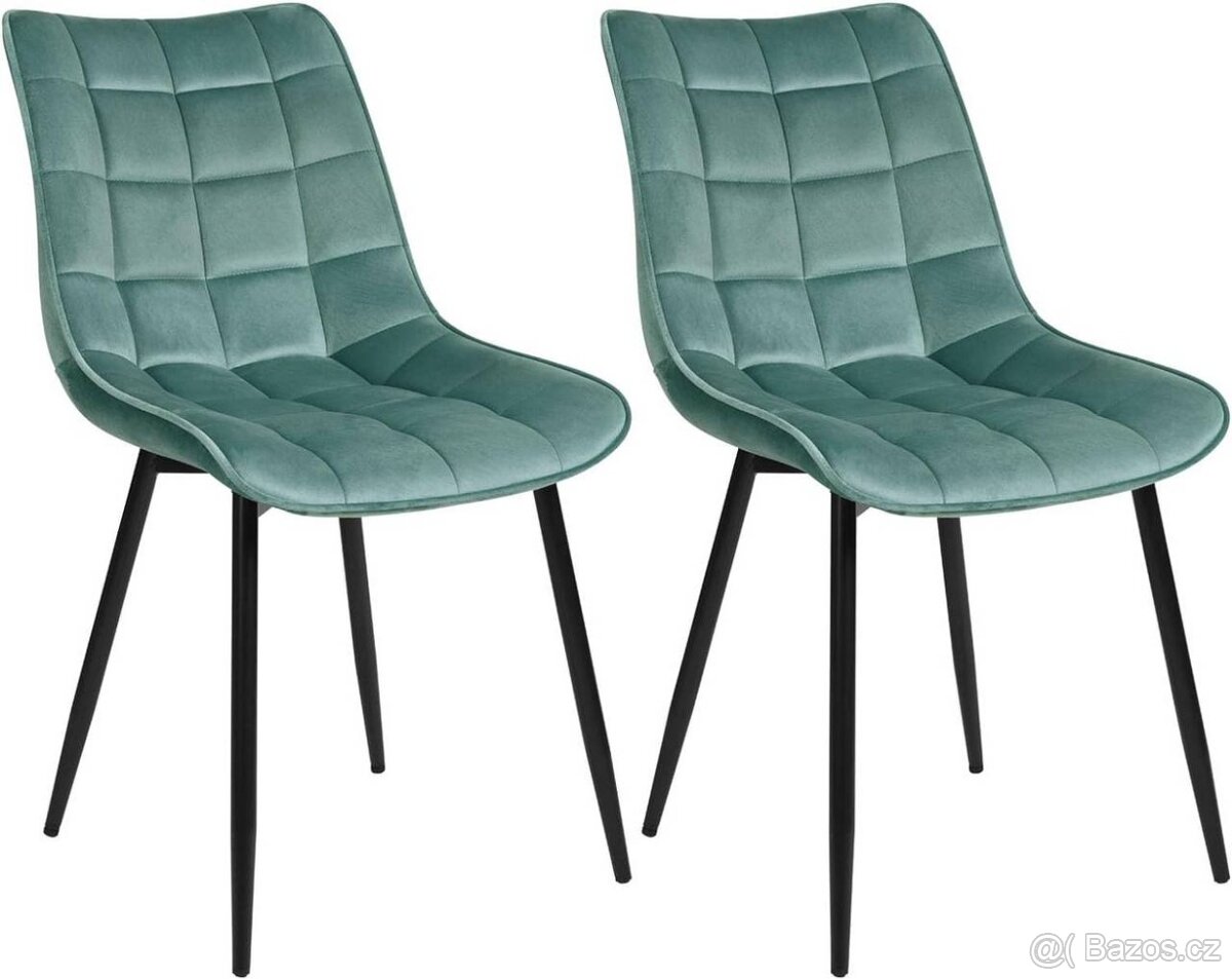 Nové jídelní židle tyrkys, růžová, potah velur. - 12