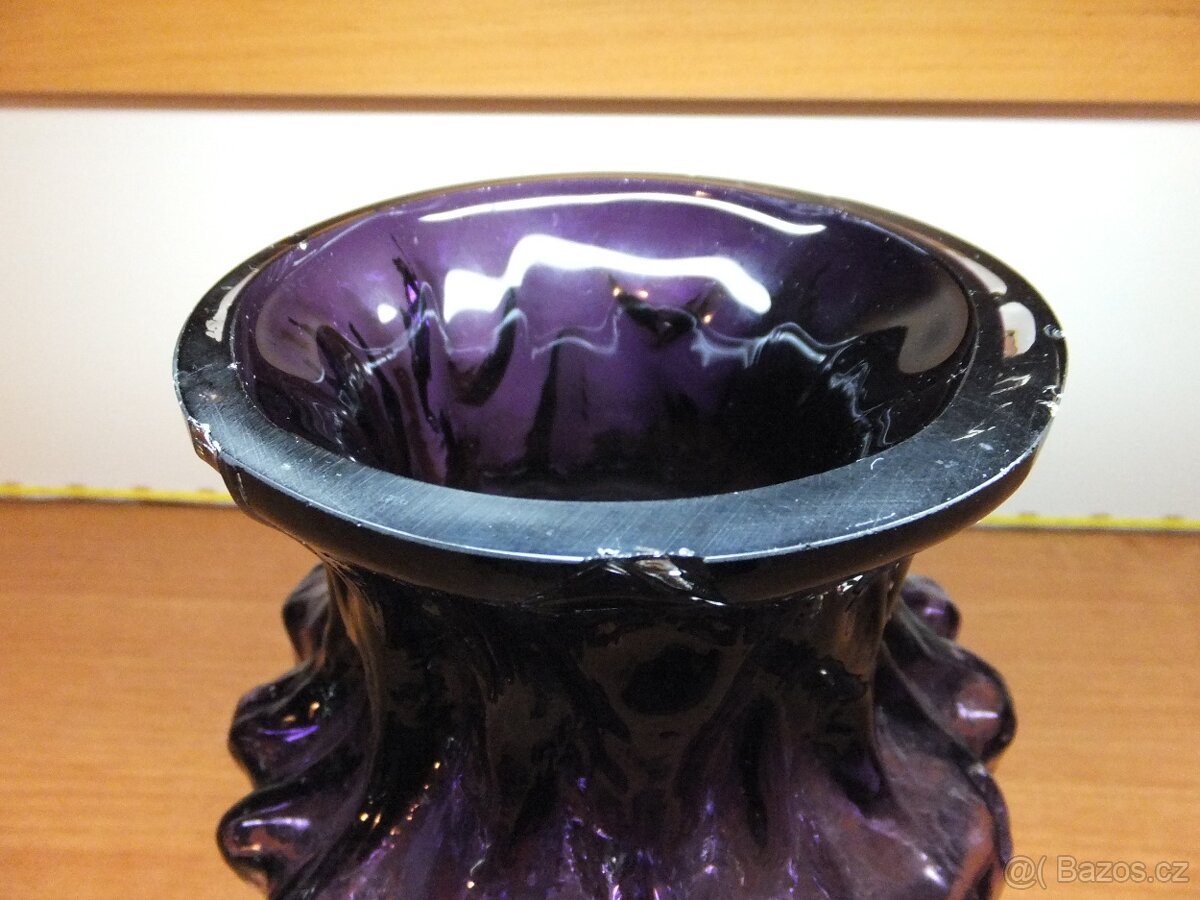 Kurt Wokan, masivní váza ametyst, INGRID 1960-70, Rakousko. - 12