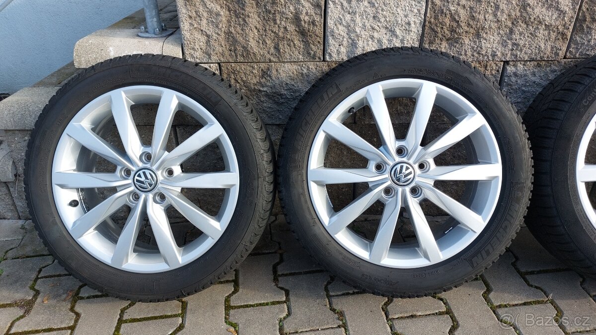 Alu kola 5x112 r17 Dijon orig. Vw Golf VII - zimní pneu - 12