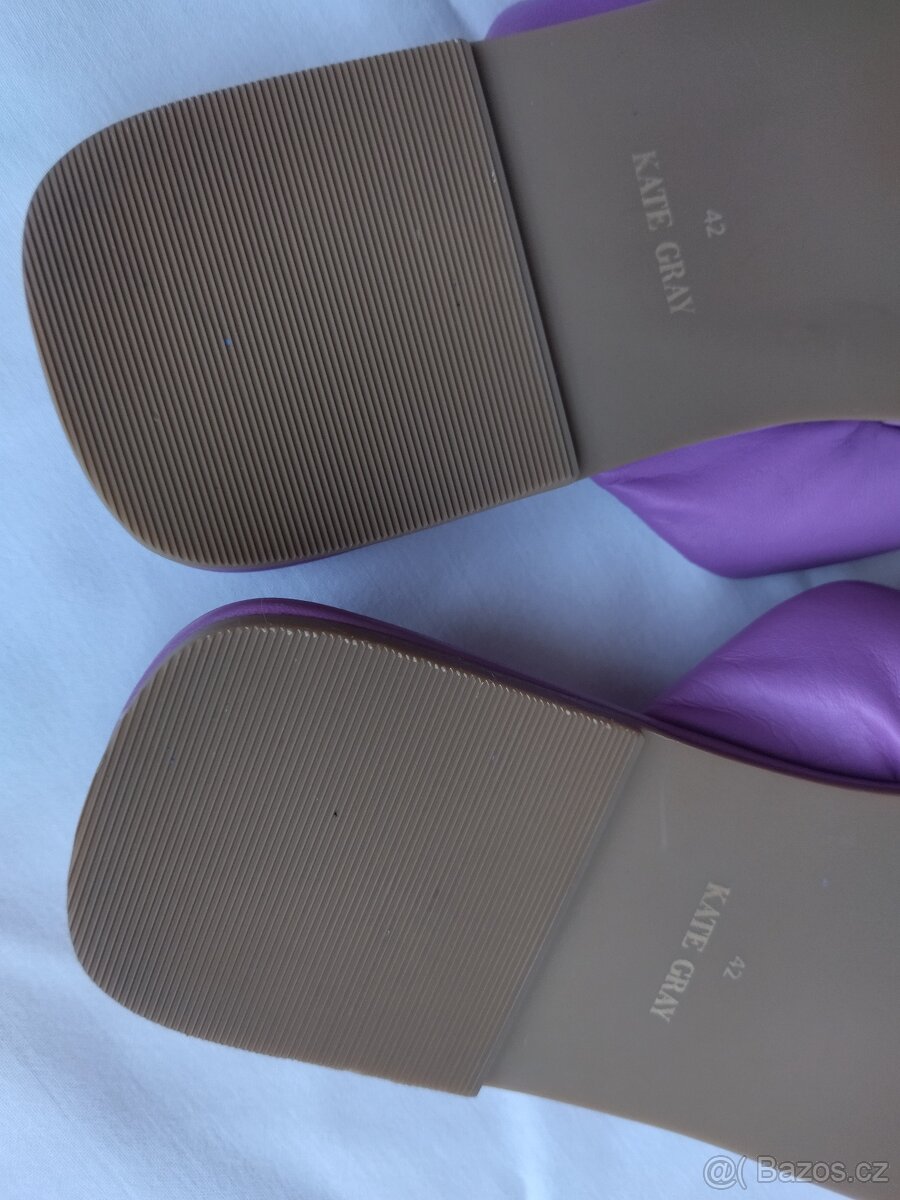 Letní nízké pantofle Kate Gray, fialová kůže, vel. 42 - 12