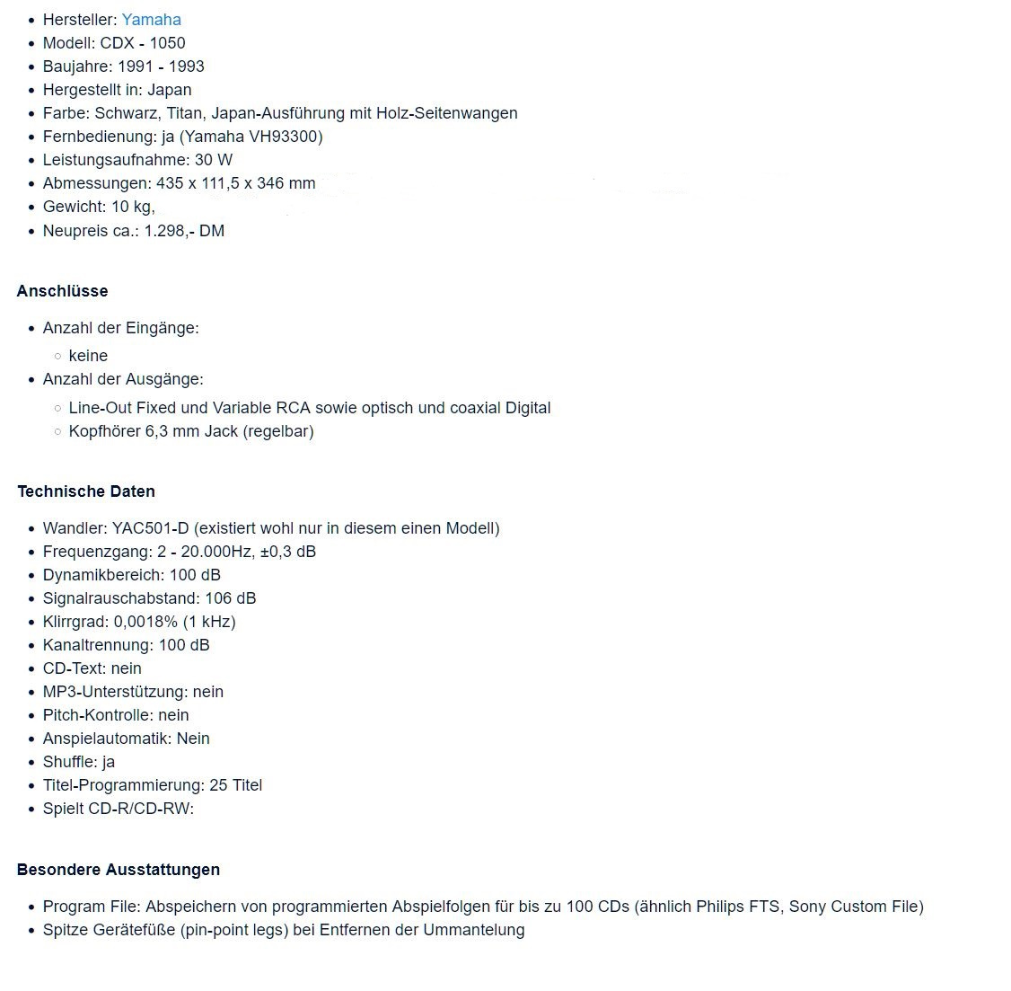 YAMAHA CDX-1050 Stereo CD Player / Spitzenklasse - 12