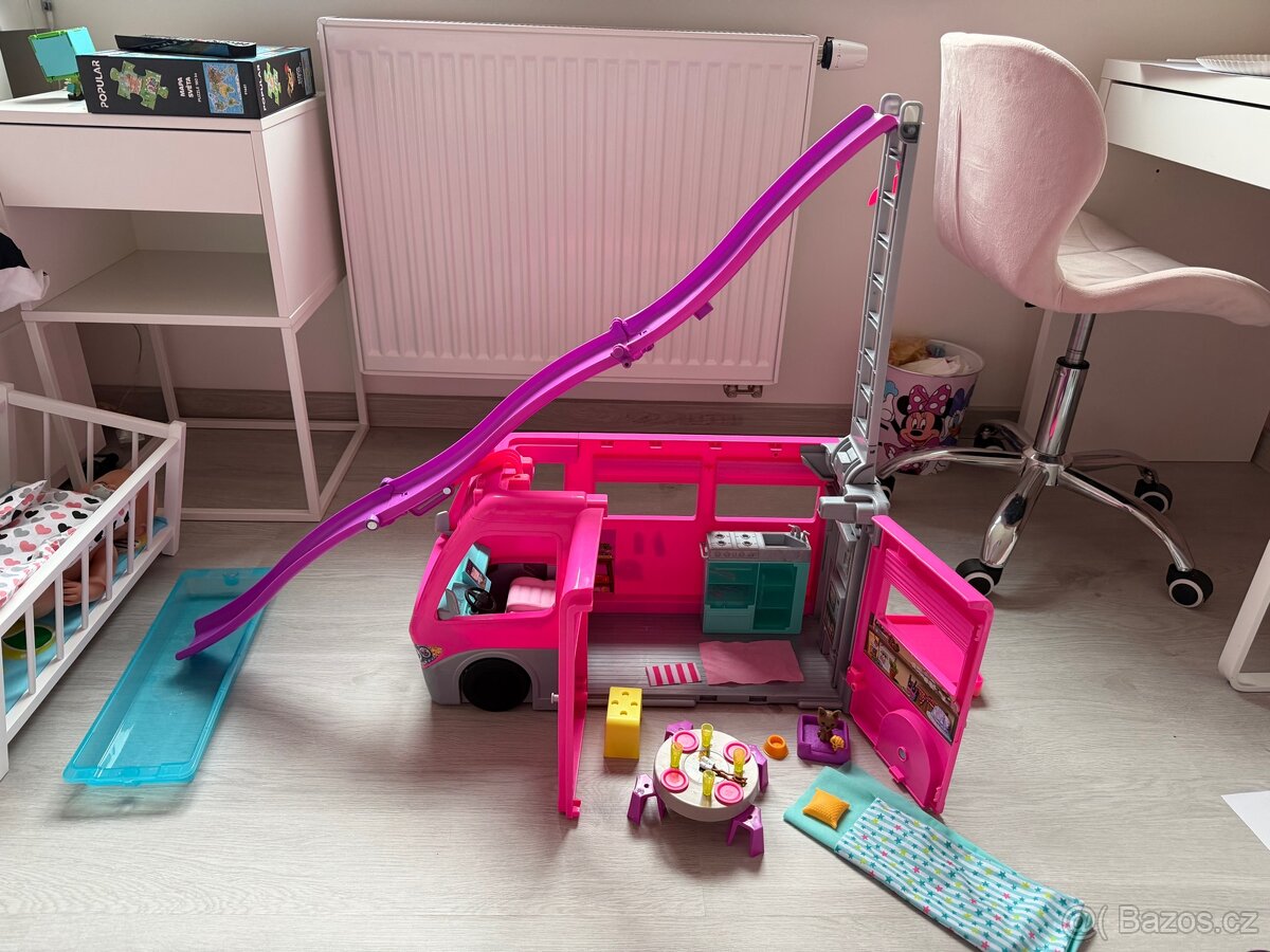 Barbie dům s výtahem, karavan, panenky - 12