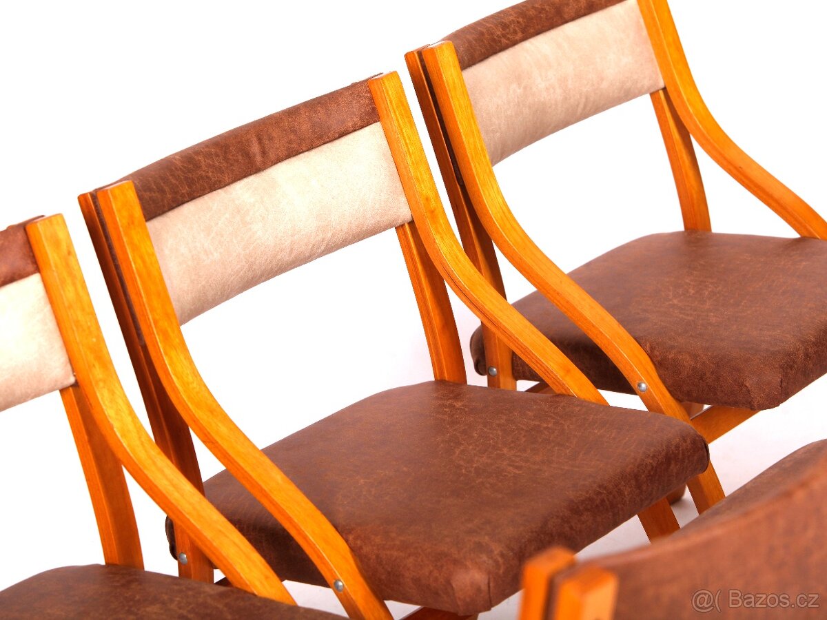 L. Volák,lamelové retro židle po celkové renovaci, 6 kusů. - 12