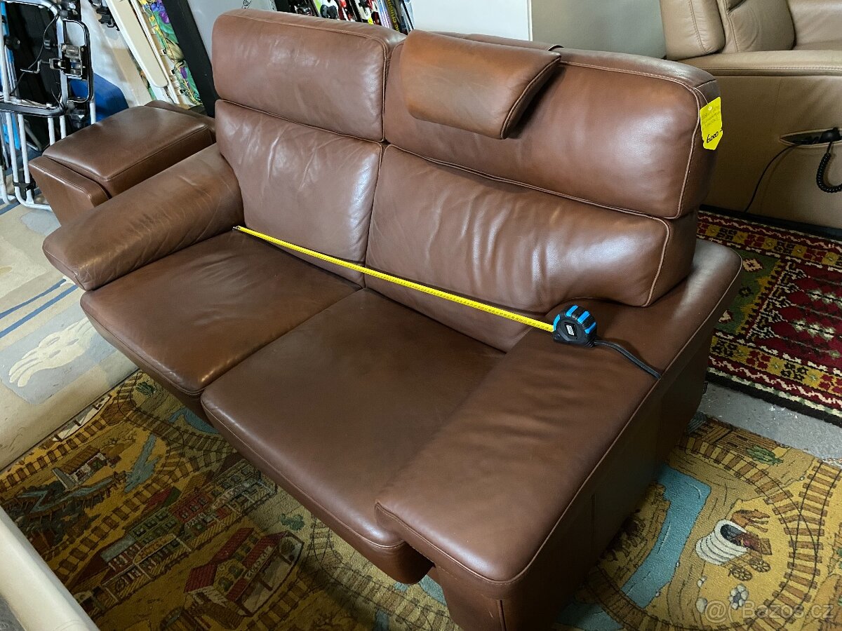 KOŽENÝ DVOUSED Segmüller -D POLOHOVATELNÝ, S PODNOŽNÍKEM - 12