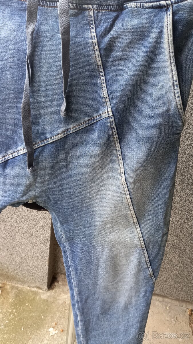 Kalhoty z teplákové rifloviny vel. L - 12