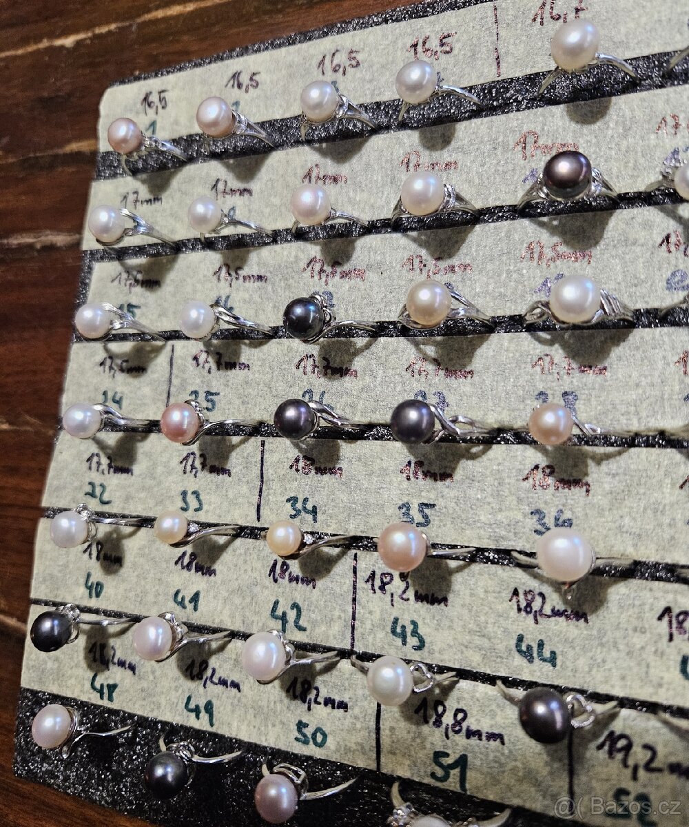 Stříbrné prsteny s perlou - 12