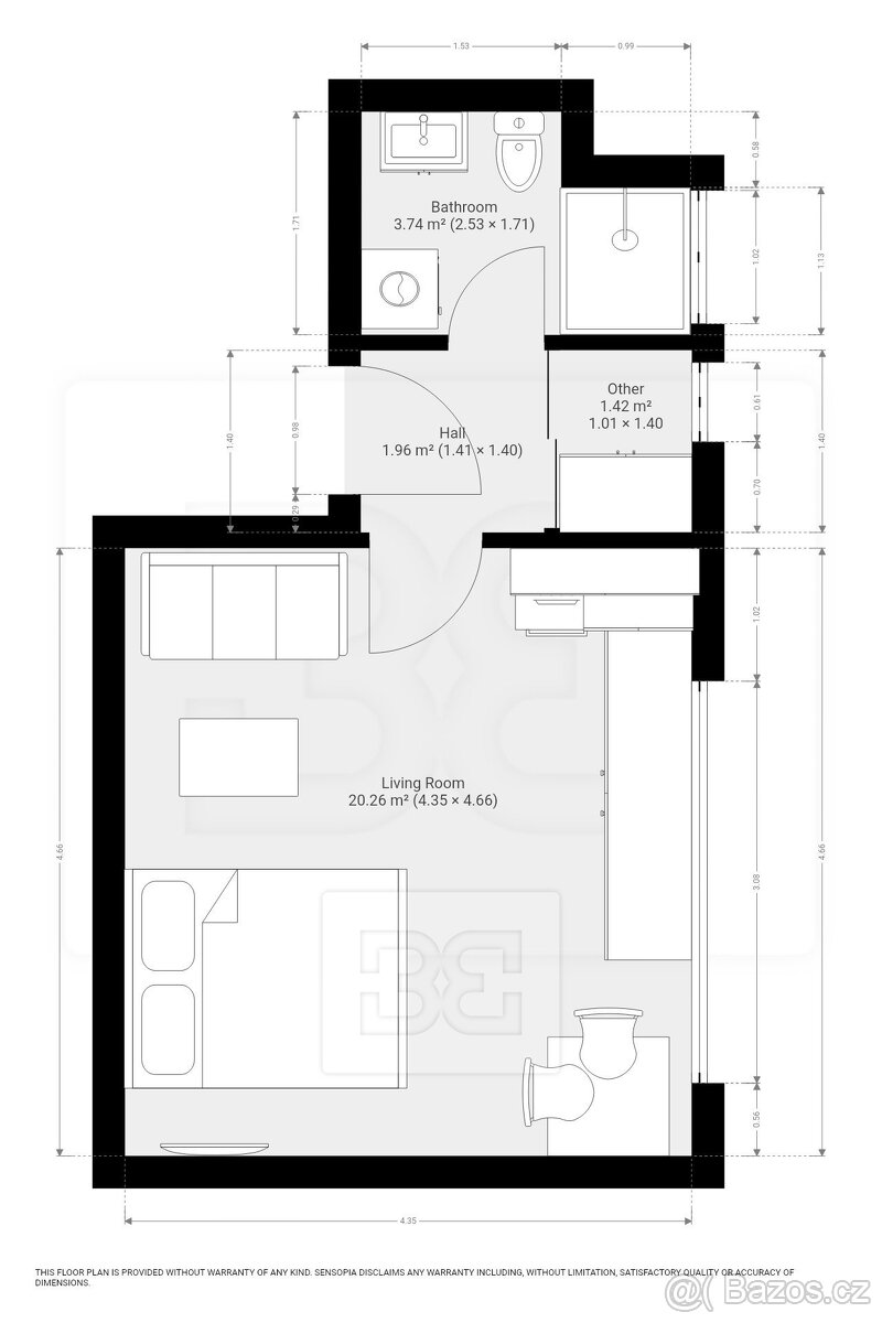Pronájem bytu 1+kk 27 m², České Budějovice 6, ev.č. N08663 - 12