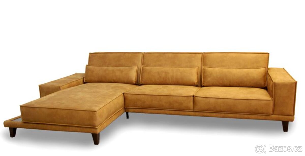 Prodávám luxusní čalouněnou sedačku v barvě karamel - 12