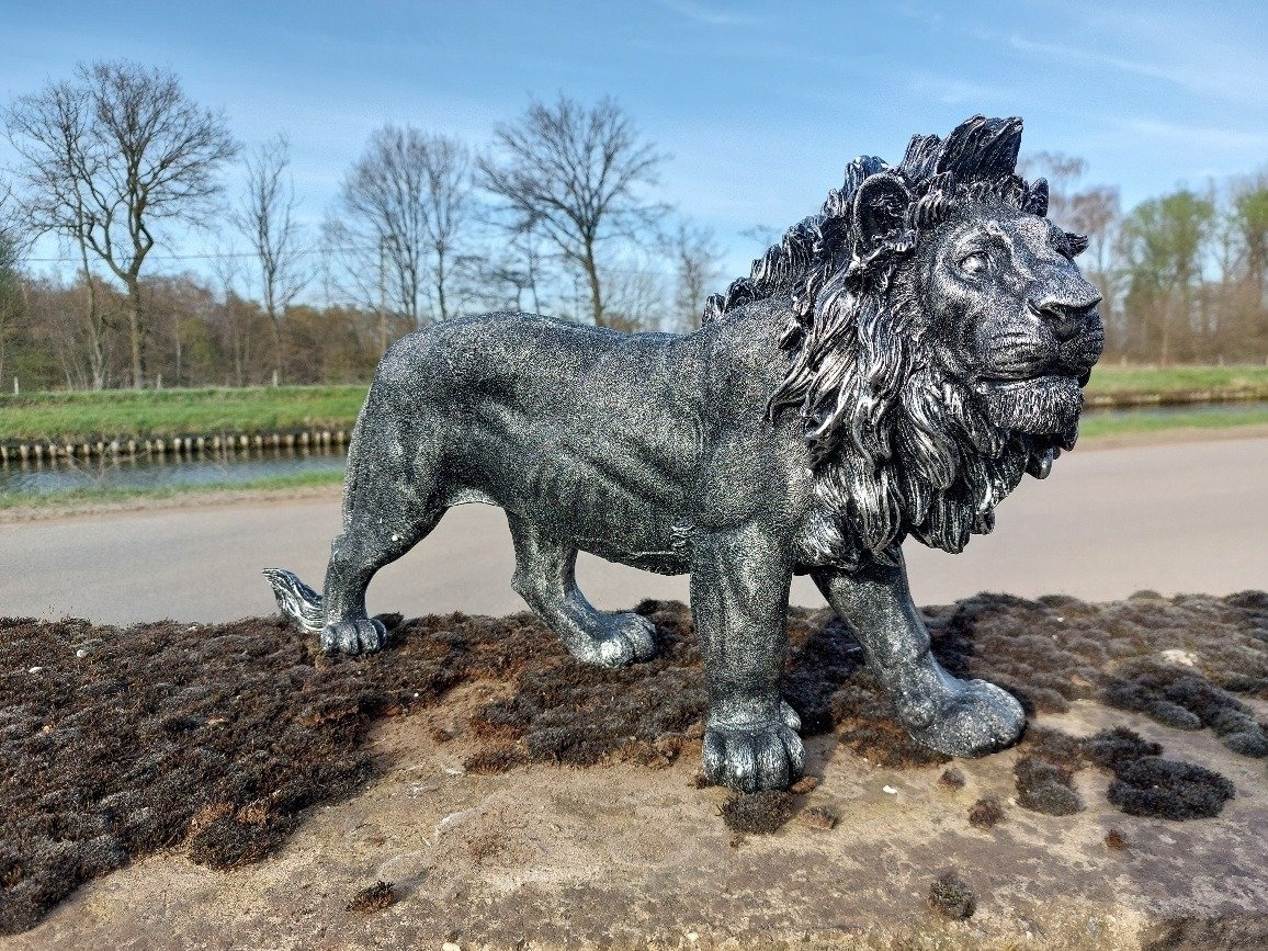 Socha stříbrného Lva Polyresin, 60cm - 12