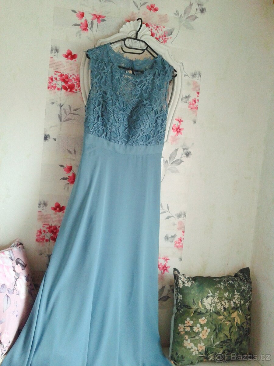 Nádherné dlouhé společenské šaty 40/42 - 12