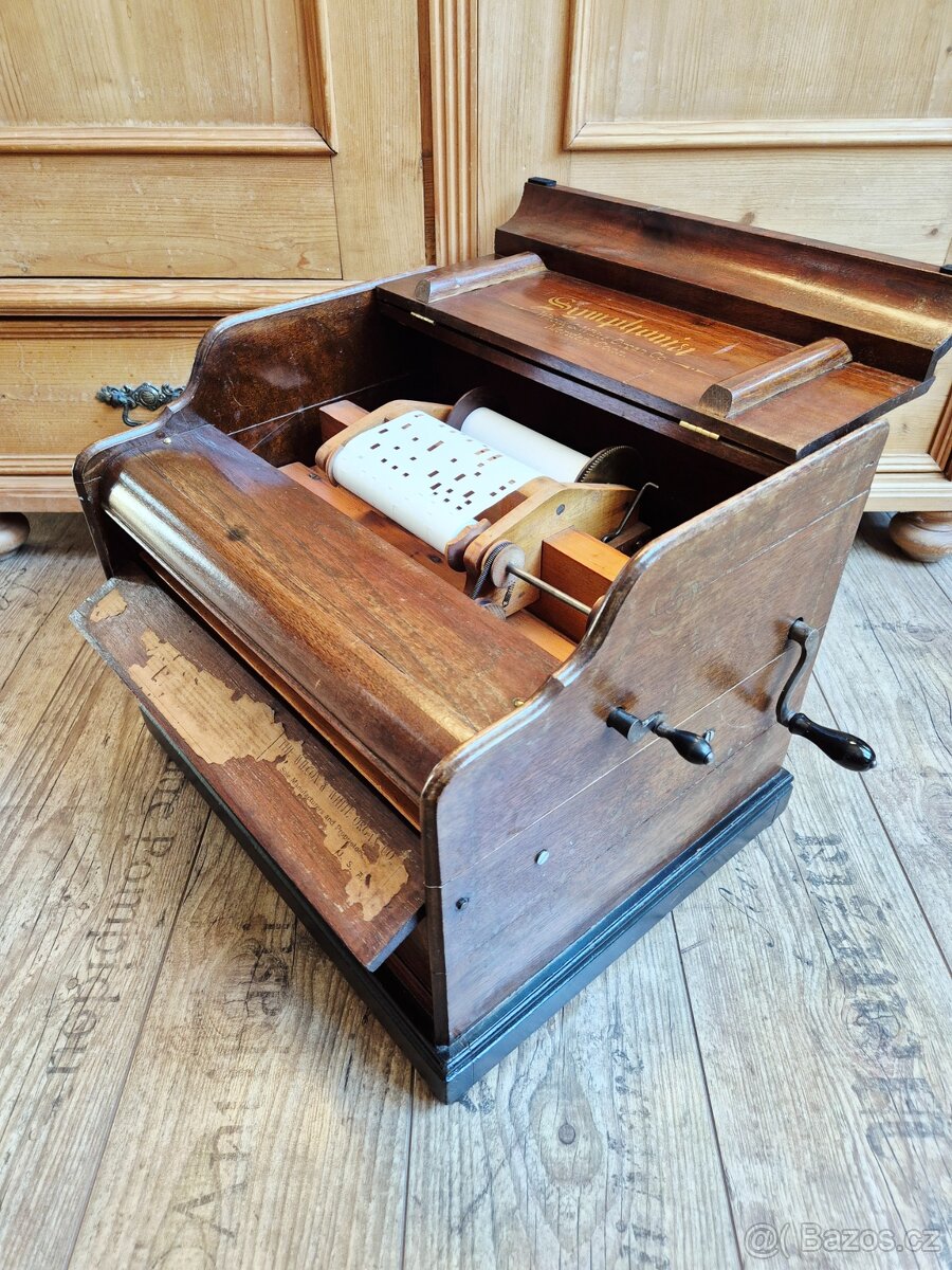 Starožitný hrací stroj, flašinet SYMPHONIA, 1890 - 12