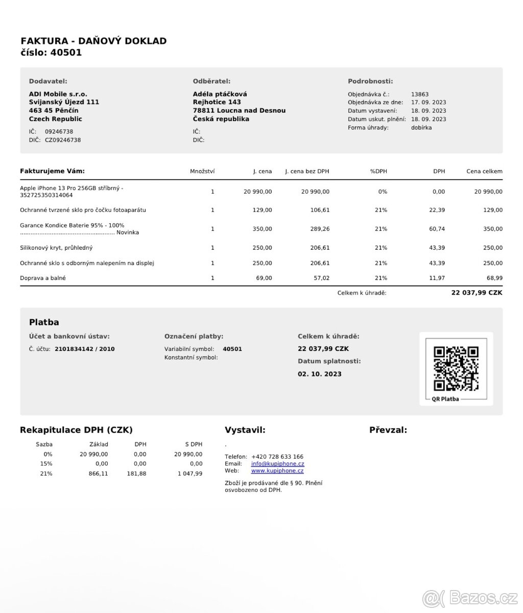 IPhone 13 Pro 256gb stříbrná - 12