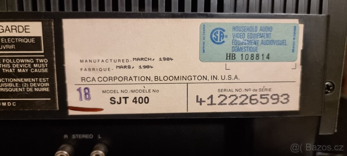 RCA SJT-400 " CED disc Video přehrávač " - 12