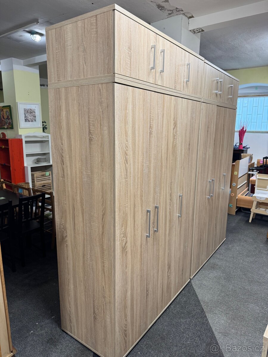 1x Krásná vysoká šatní skřín s nástavbou dub Sonoma - 12